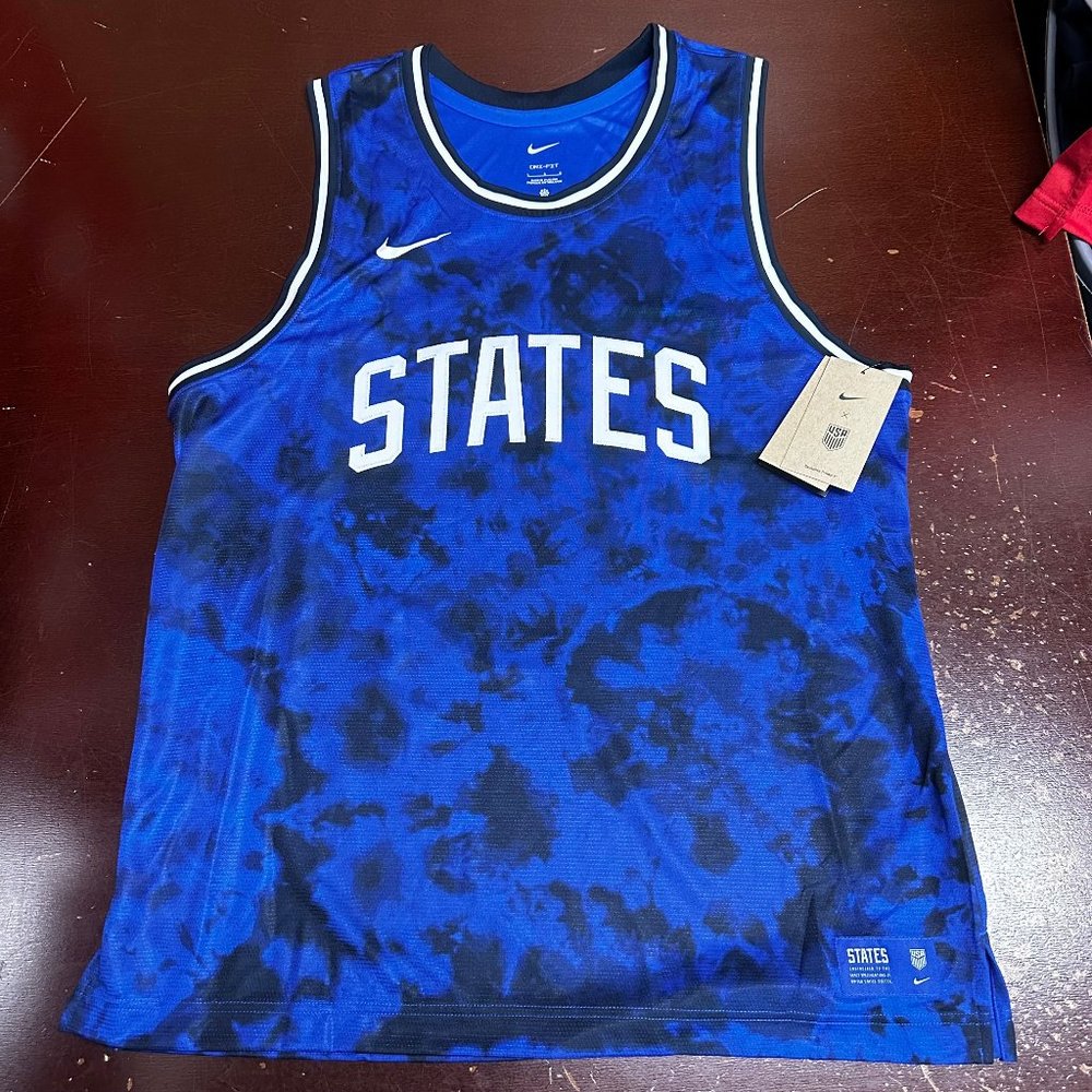 Nike Mens Blue USA Dri-Fit States Courtside Sleeveless Pullover Tank Size XLarge